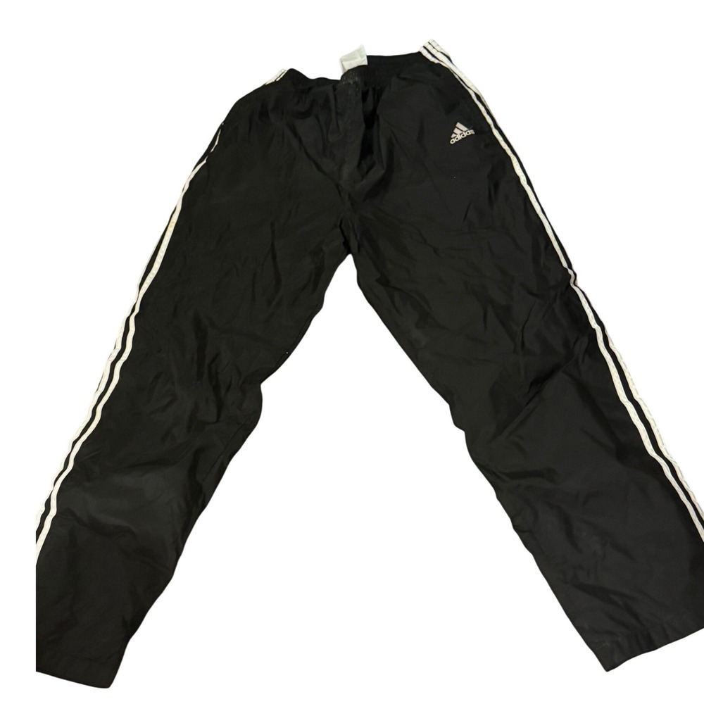 Vintage 90's Adidas Mens‎ Black Track Tear Away Snap Side 3 Stripe Size Large